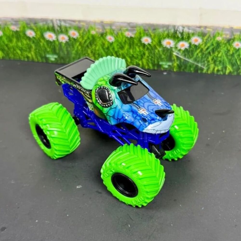 Custom Monster Jam Monster Truck Jurassic Attack Green Blue 1:64 Scale
